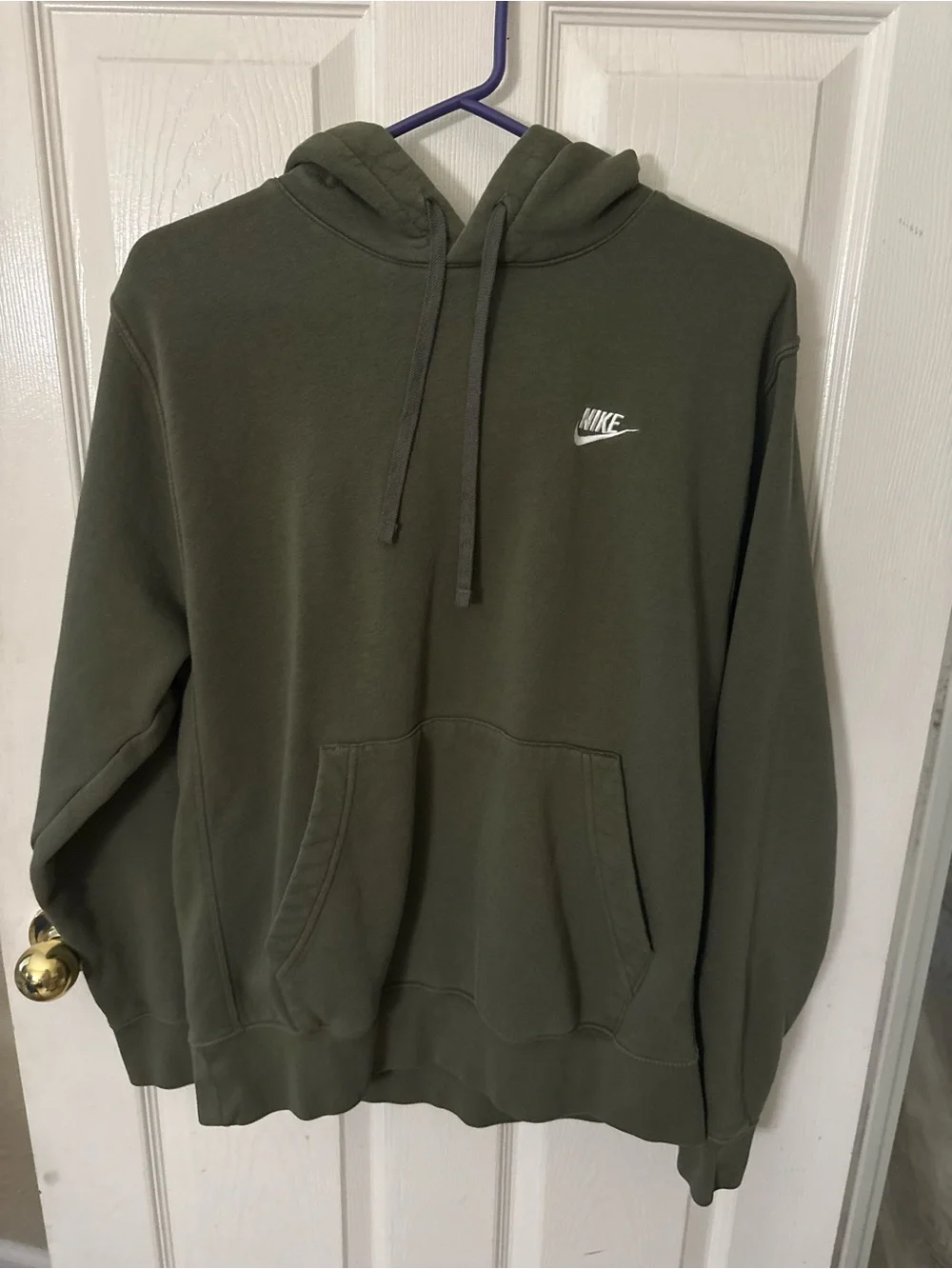 Nike Olive Green Hoodie with Small White Logo